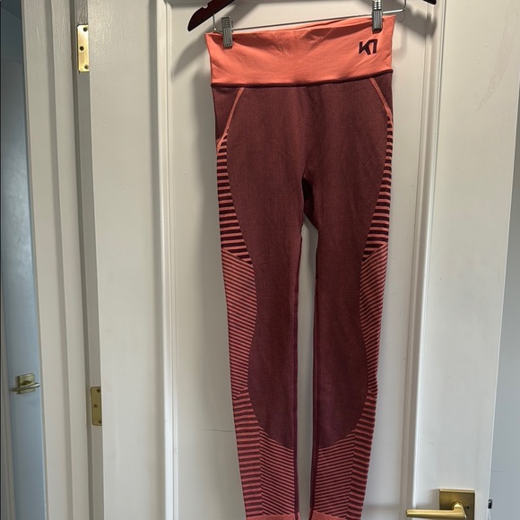 Kari Traa Pink and Red Leggings High-Waisted Stretchy Design - Picture 1 of 4